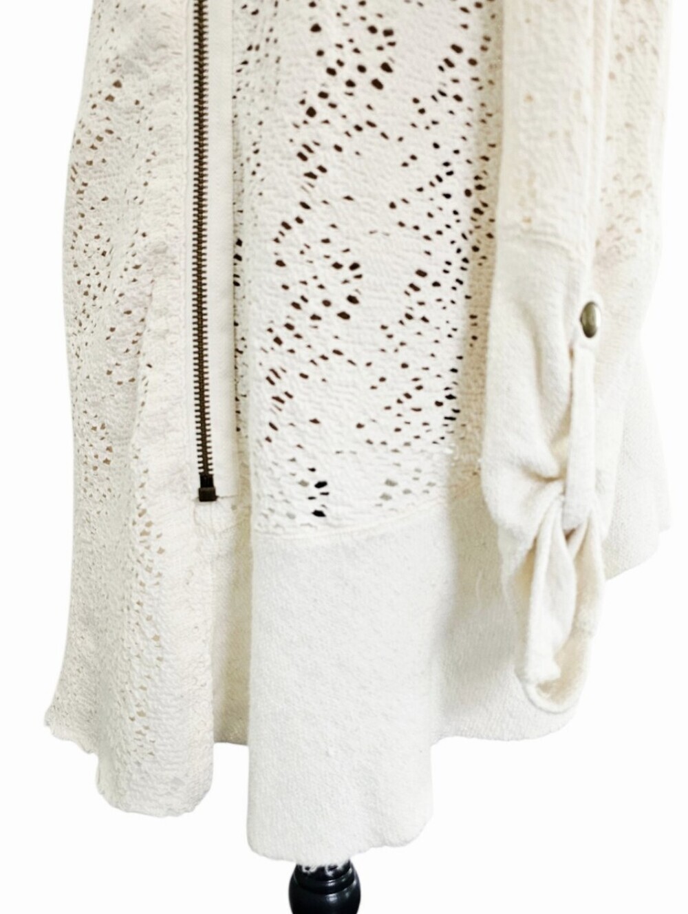 Free People Doily Hooded Cardigan Ivory Open Knit Boho Jacket, Size S - Picture 6 of 11